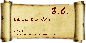 Baksay Oszlár névjegykártya